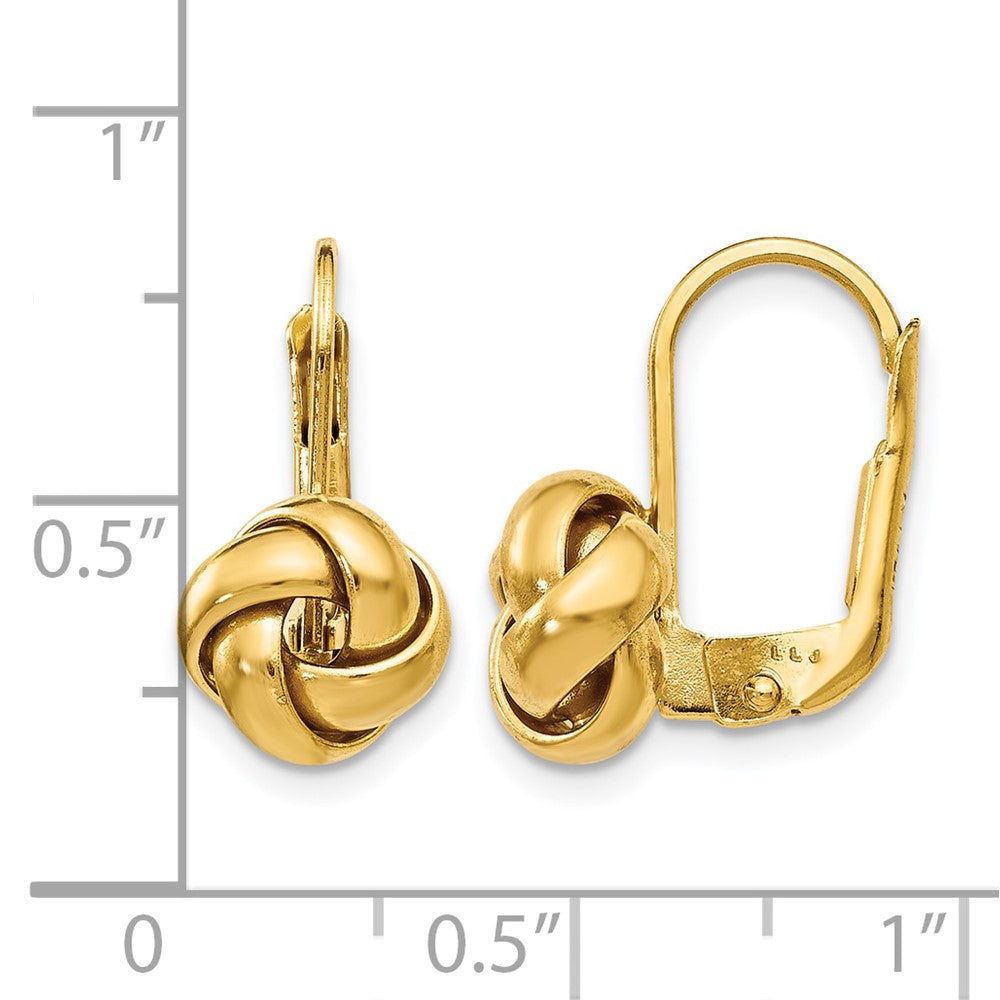 10K Polished Love Knot Leverback Earrings