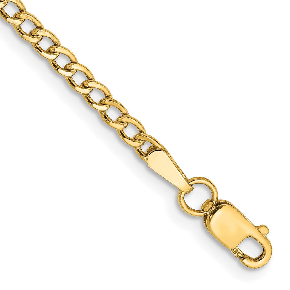 14K 7 inch 2.5mm Semi-Solid Curb with Lobster Clasp Bracelet 7 inches