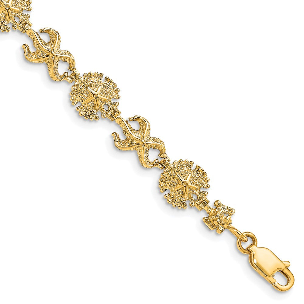 14K Starfish /Sand Dollar Bracelet 7 inches