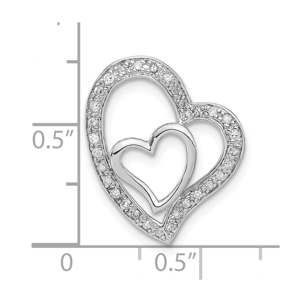 Sterling Silver Polished Diamond Double Heart Pendant
