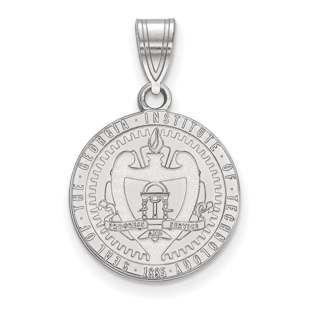 14k White Gold LogoArt Georgia Institute of Technology Medium Crest Pendant
