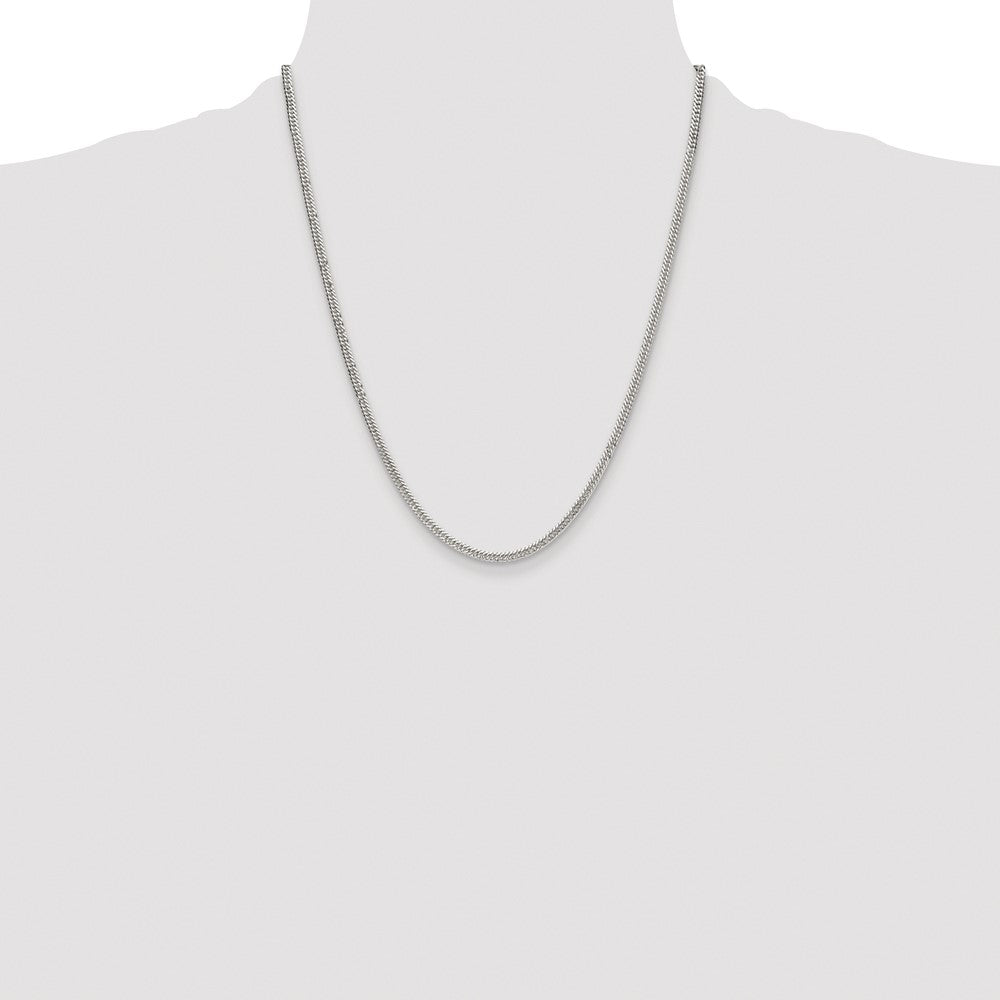 Sterling Silver Rhodium-plated 3.0mm Double Diamond-cut Curb Chain