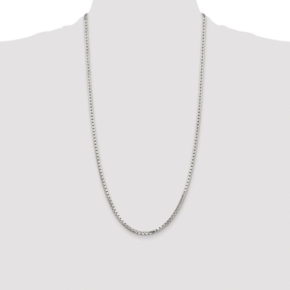Sterling Silver Rhodium-plated 2.9mm 8 Sided Diamond-cut Box Chain