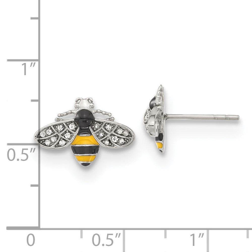Stainless Steel Polished Preciosa Crystal Enameled Bee Earrings