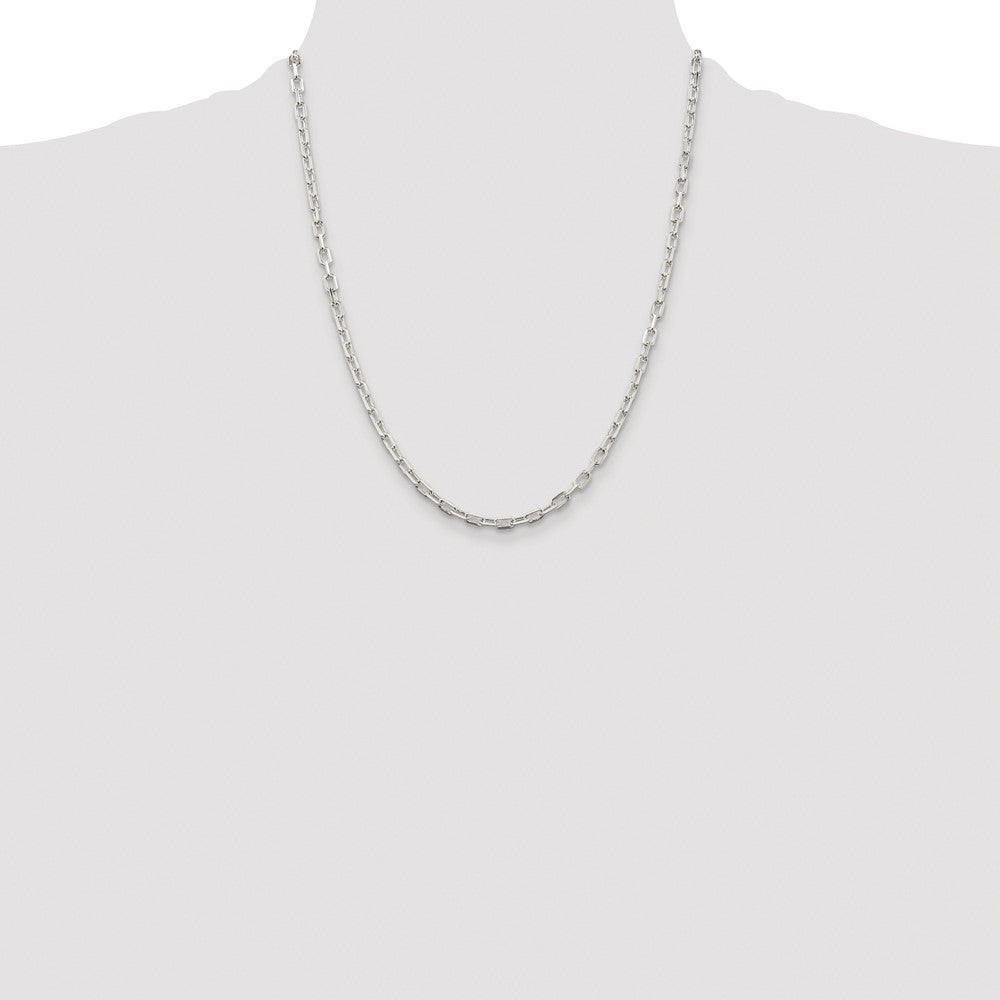 Sterling Silver Rhodium-plated 3.75mm Diamond-cut Long Link Cable Chain