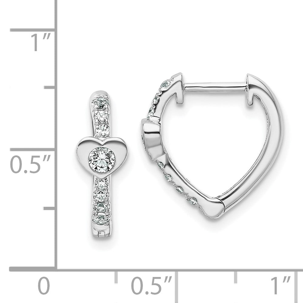 True Origin 14k White Gold 1/3 carat Lab Grown Diamond VS DEF Heart-shaped Hinged Hoop Earrings