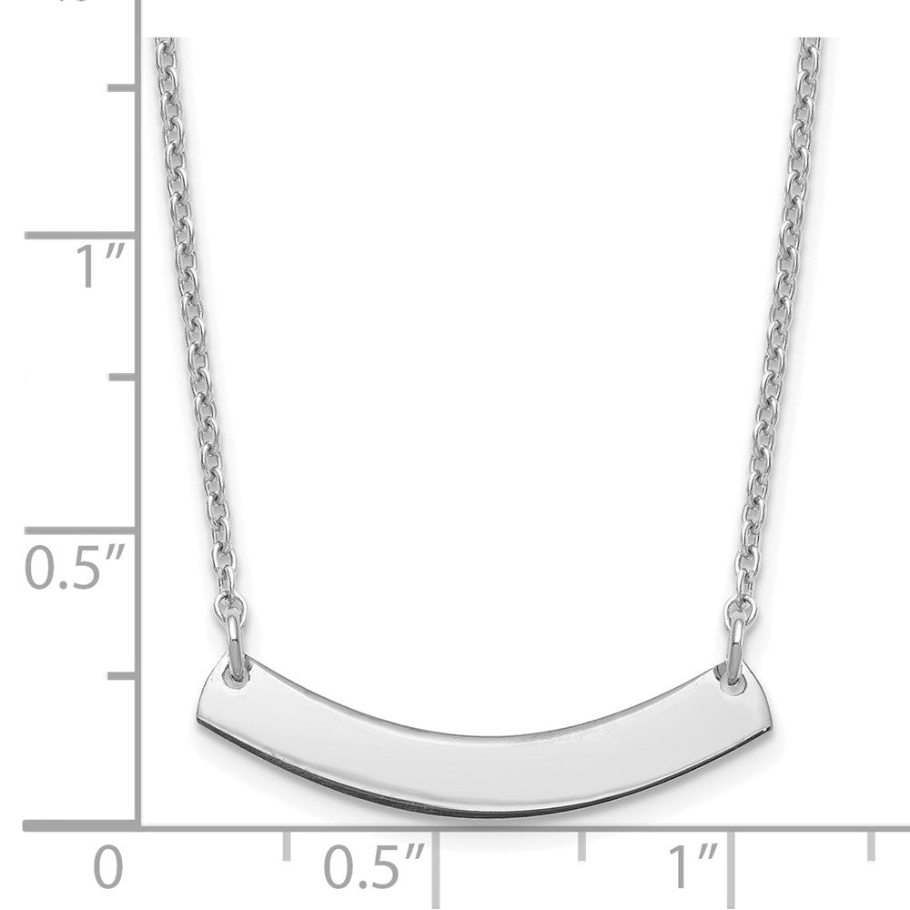 Sterling Silver/Rhodium-plated Small Curved Blank Bar Necklace