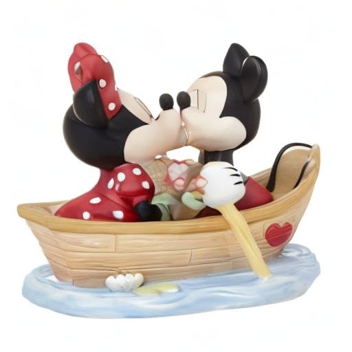 Precious Moments Disney Showcase Hand-painted Porcelain Mickey Mouse and Minnie Mouse In Row Boat Figurine