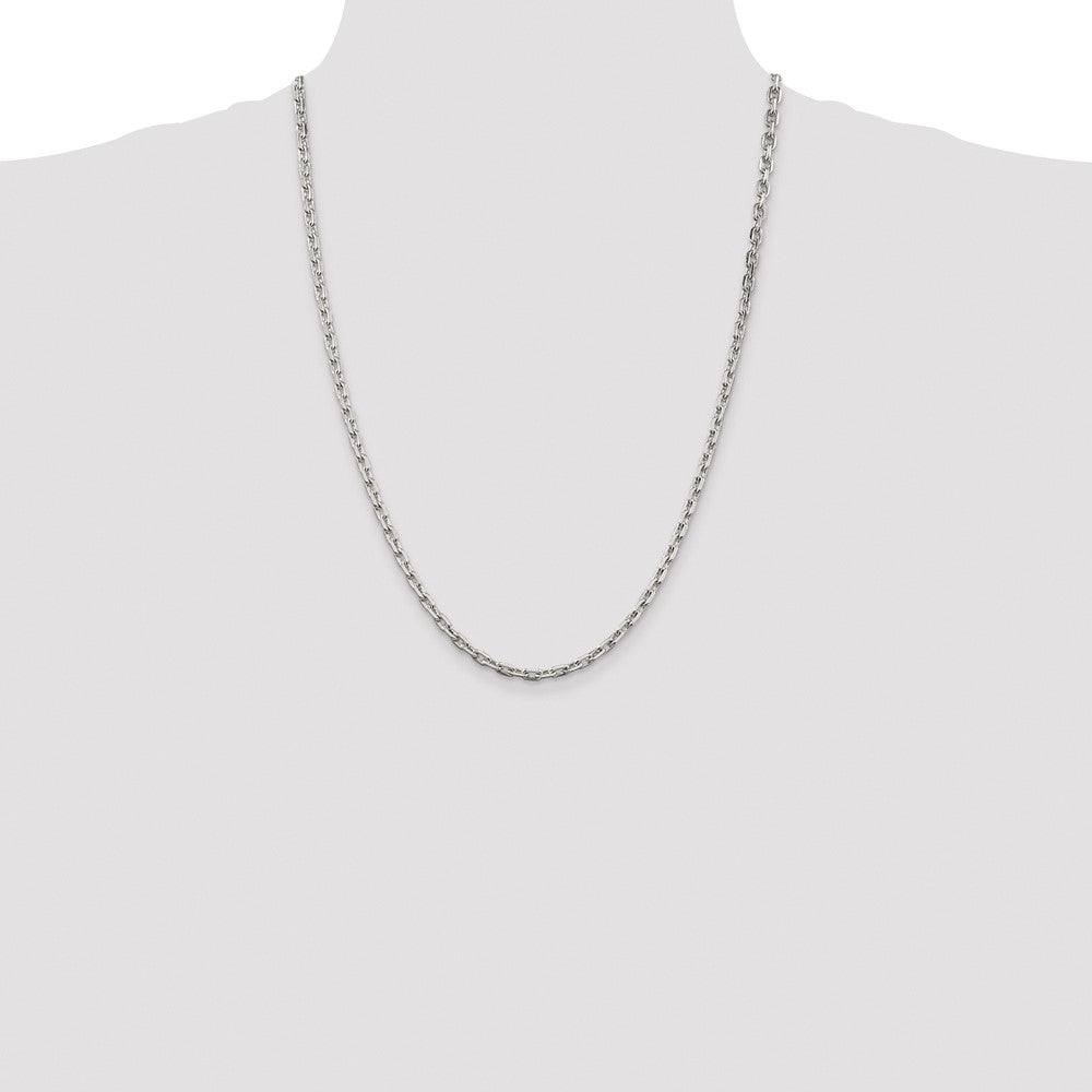 Sterling Silver Rhodium-plated 3.95mm Beveled Oval Cable Chain