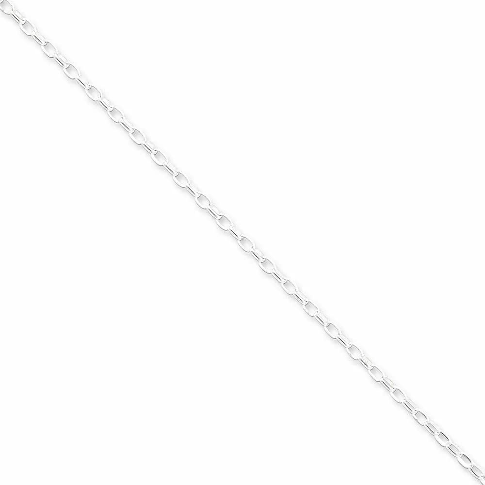 Sterling Silver 2.5mm Oval Fancy Rolo Chain 7 inches