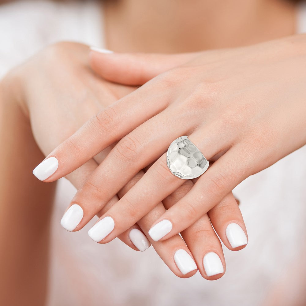 Sterling Silver Polished Textured Ring