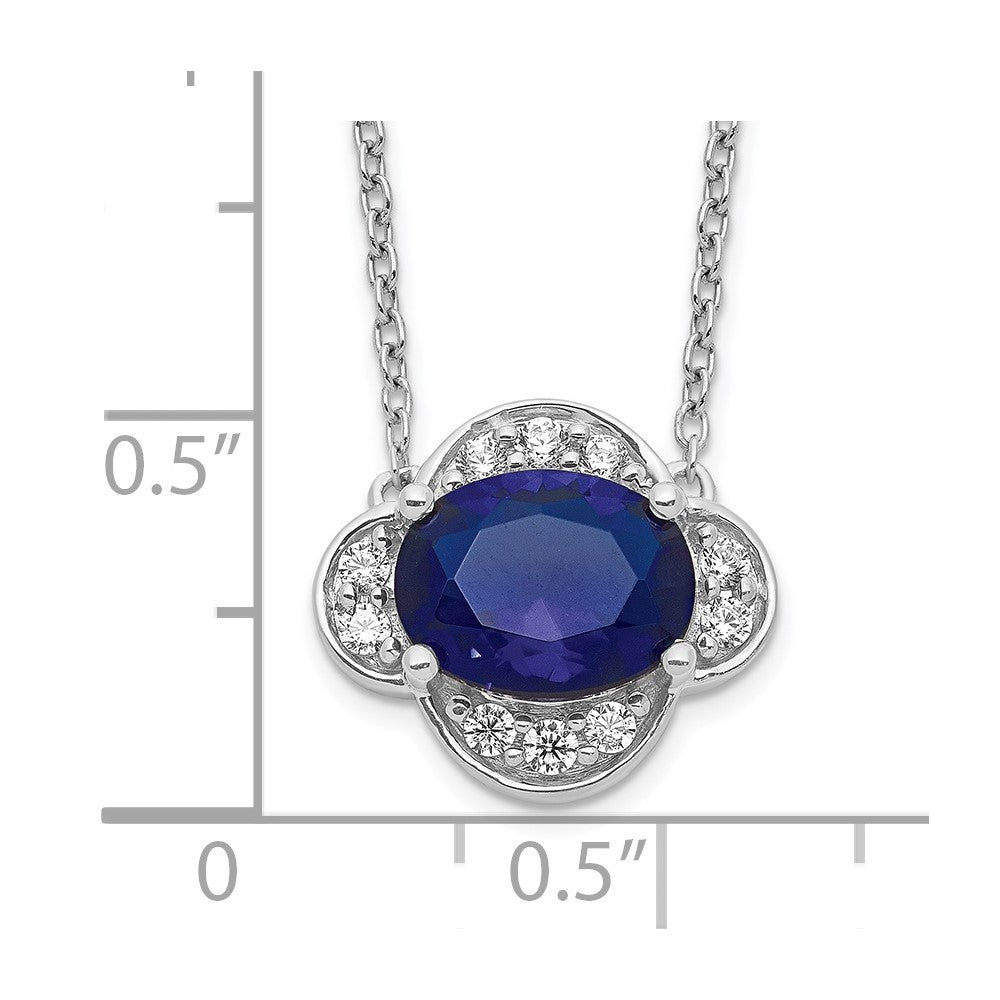 14k White Gold 1/5 carat Lab Grown Diamond VS/SI+ G+ and Created Sapphire 18 inch Necklace