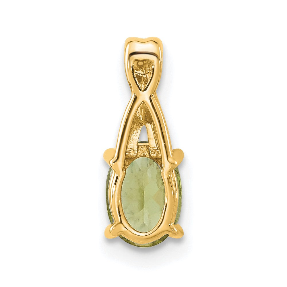 14K Oval Peridot and Diamond Pendant