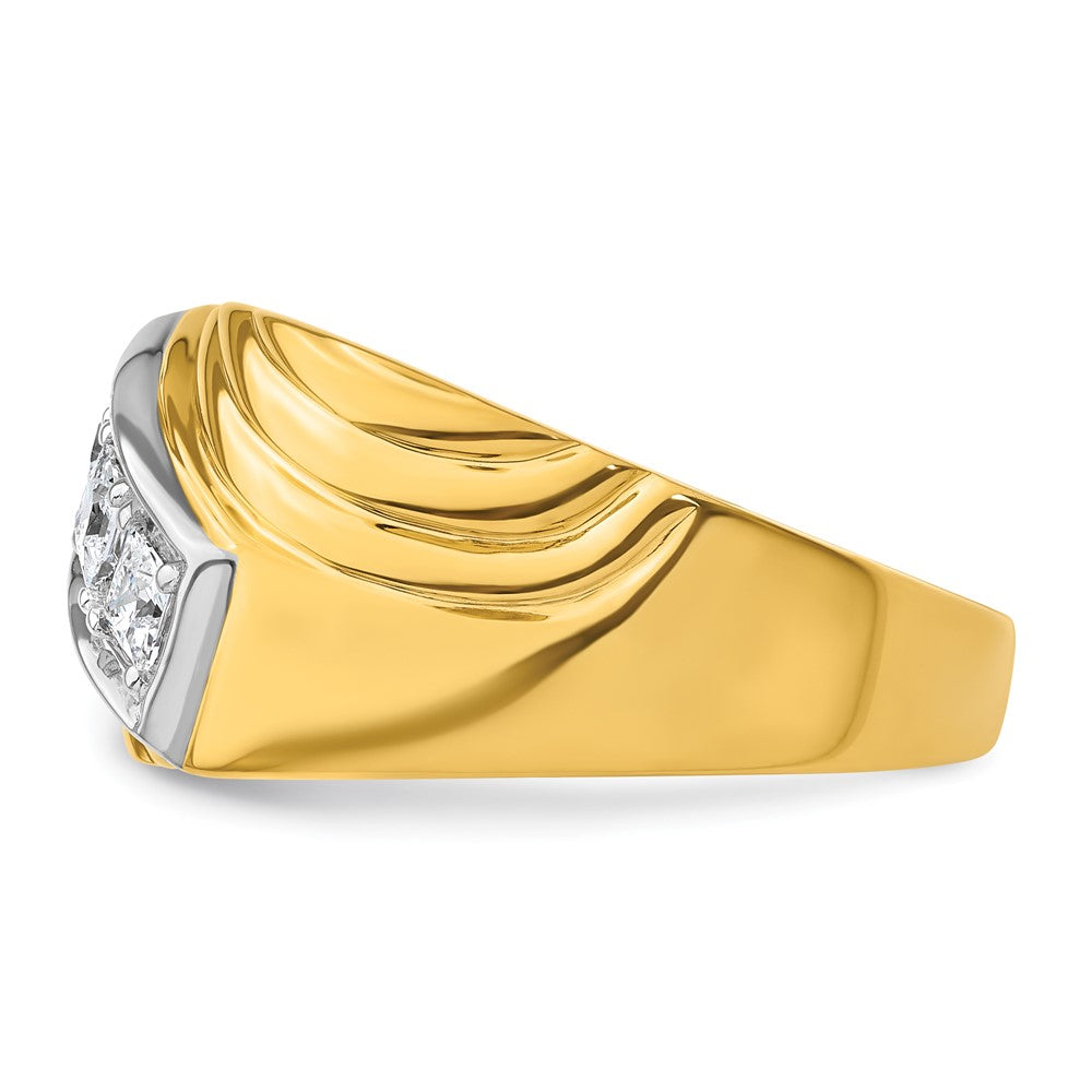 IBGoodman 14k with White Rhodium 1/2 carat Lab Grown Diamond VS/SI+ G+ Complete Polished and Grooved Three Stone Men's Ring