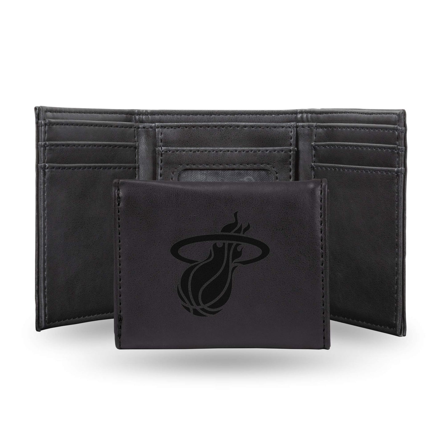 Miami Heat Black Laser Engraved Tri-Fold Wallet - Men's Accessory
