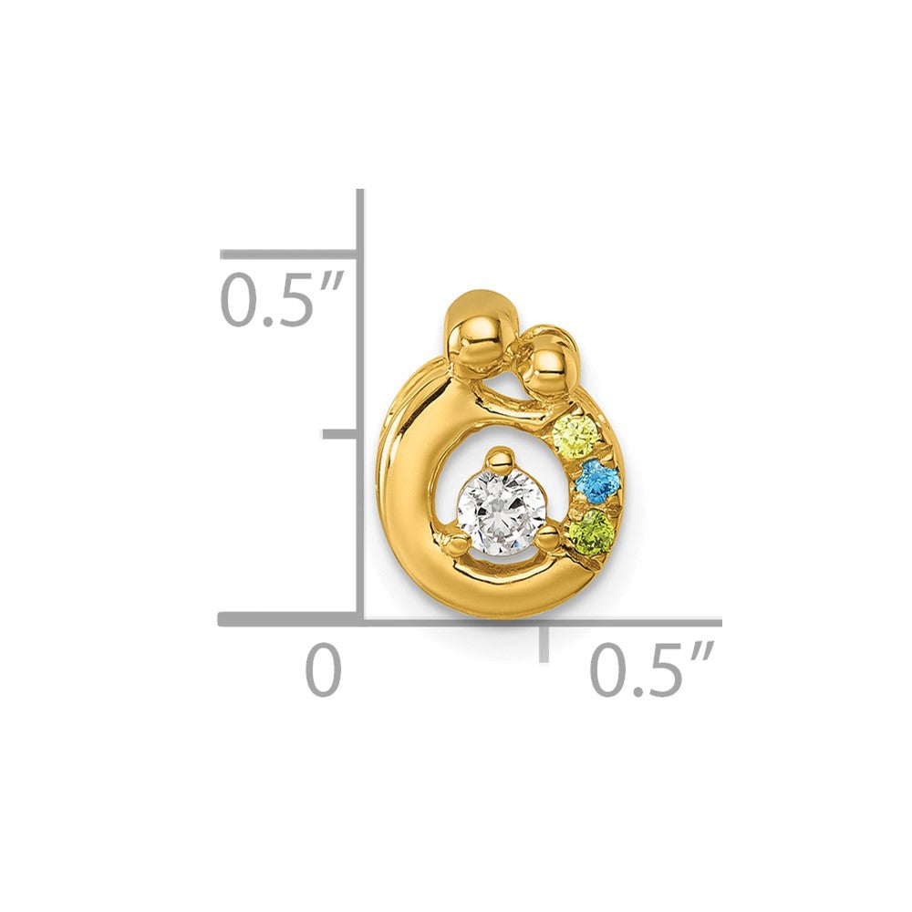 14k 3 Birthstone and Dia Mother/Child Chain Slide Semi-mount