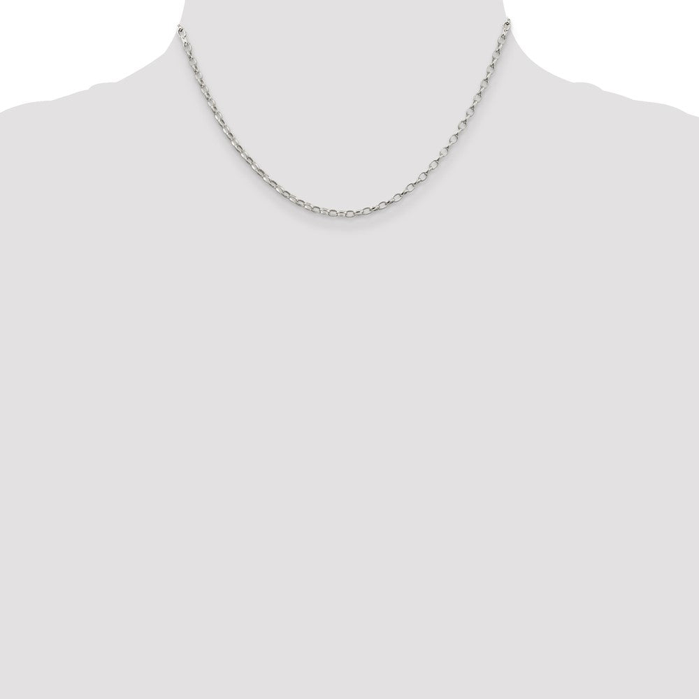 Sterling Silver 2.5mm Oval Fancy Rolo Chain 16 Inches
