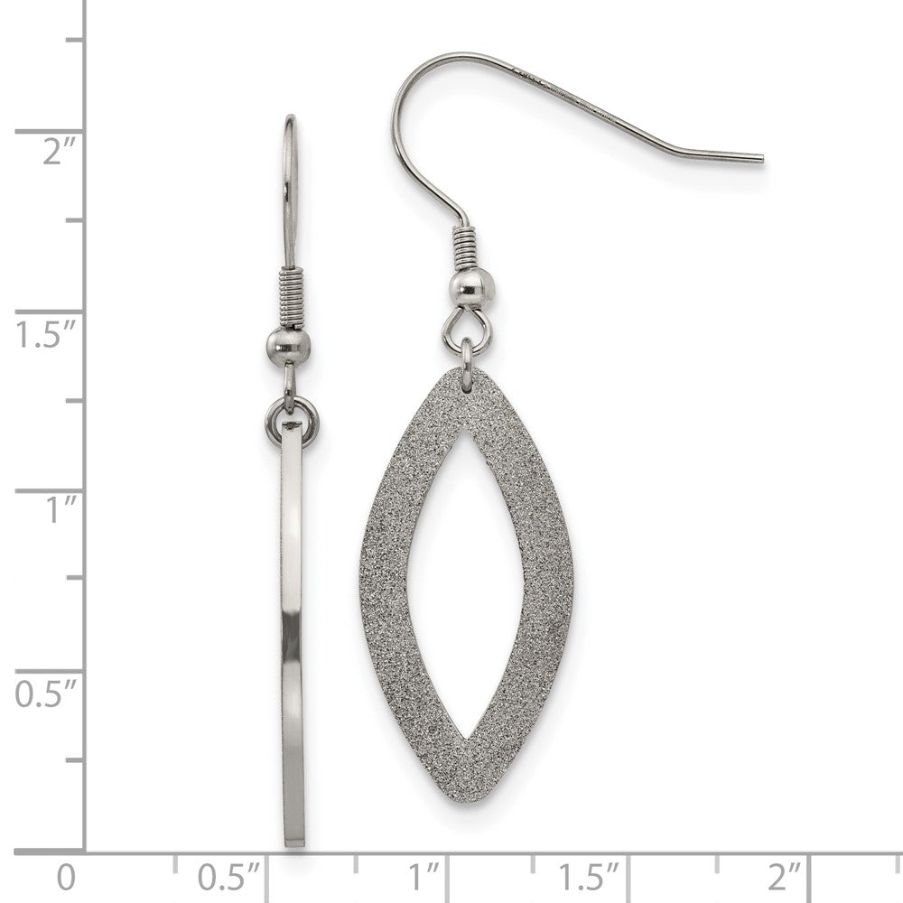 Stainless Steel Polished Laser Cut Oval Dangle Earrings
