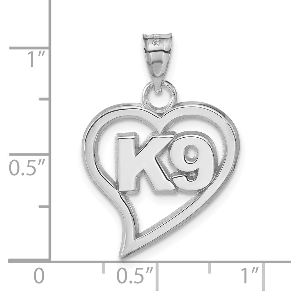 Sterling Silver K9 Heart Pendant