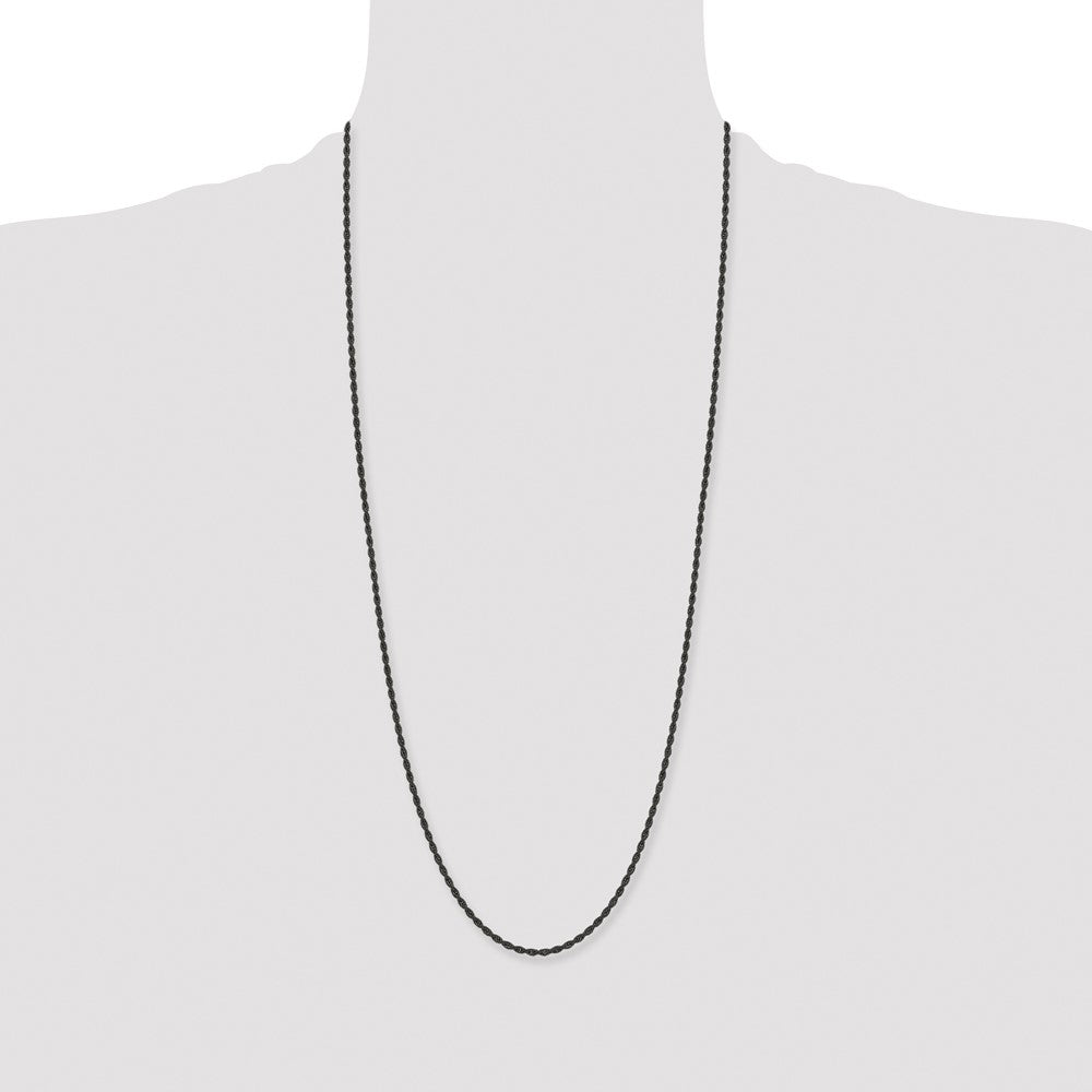 Stainless Steel Polished Black IP-plated 2.4mm 30 inch Rope Chain