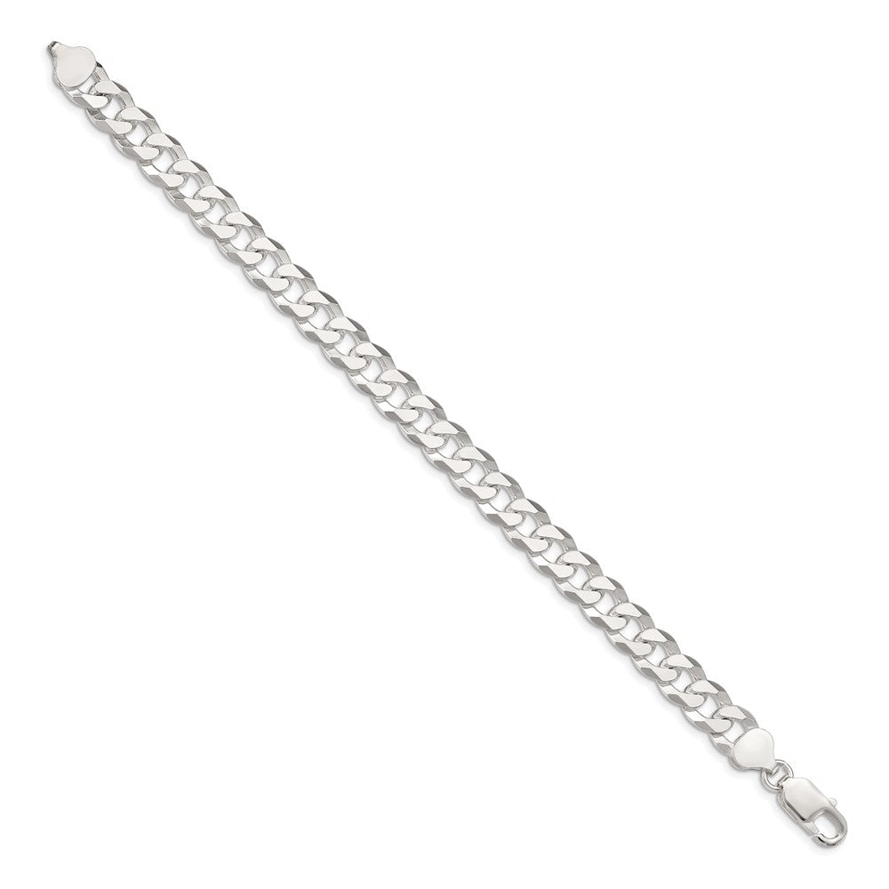 Sterling Silver 8.5mm Beveled Curb Chain 9 inches