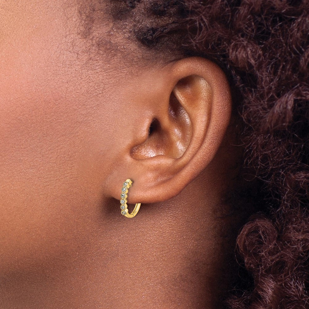 14K Gold Diamond Hinged Hoop Earrings