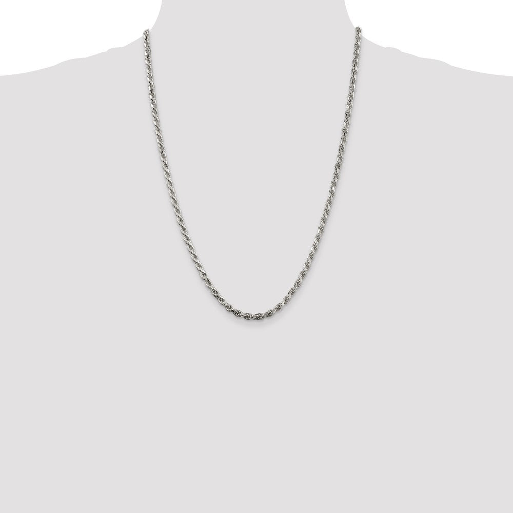 Sterling Silver 3.75mm Diamond-cut Rope Chain 24 Inches