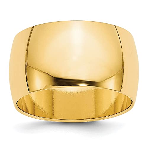 10k Yellow Gold 12mm Half Round Wedding Band Size 7.5