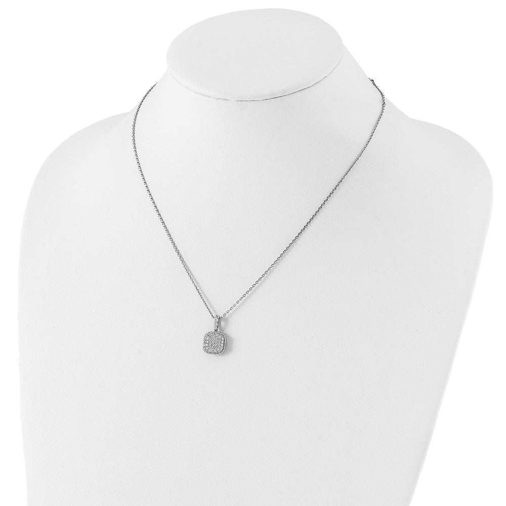 Sterling Shimmer Sterling Silver Rhodium-plated 16 inch 49 Stone Square CZ Necklace with 2 inch extender 16 Inches
