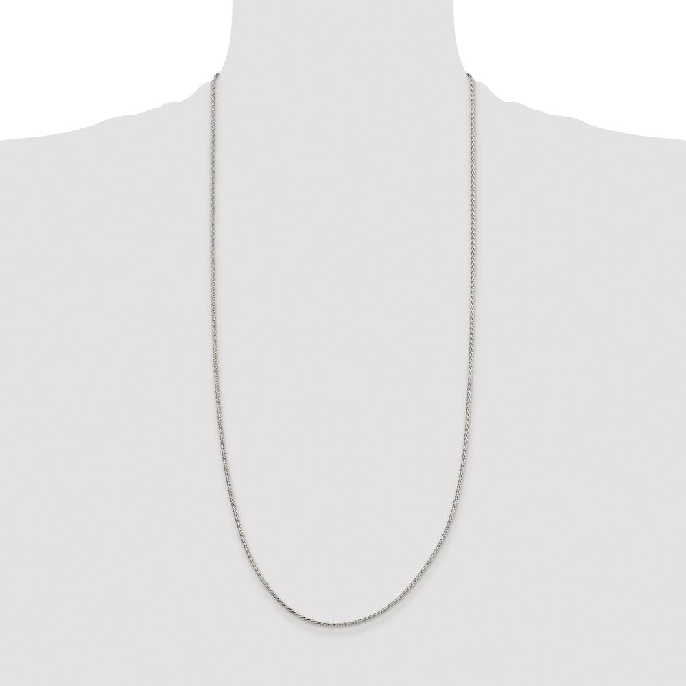 Sterling Silver Rhodium-plated 1.7mm Diamond-cut Round Spiga Chain