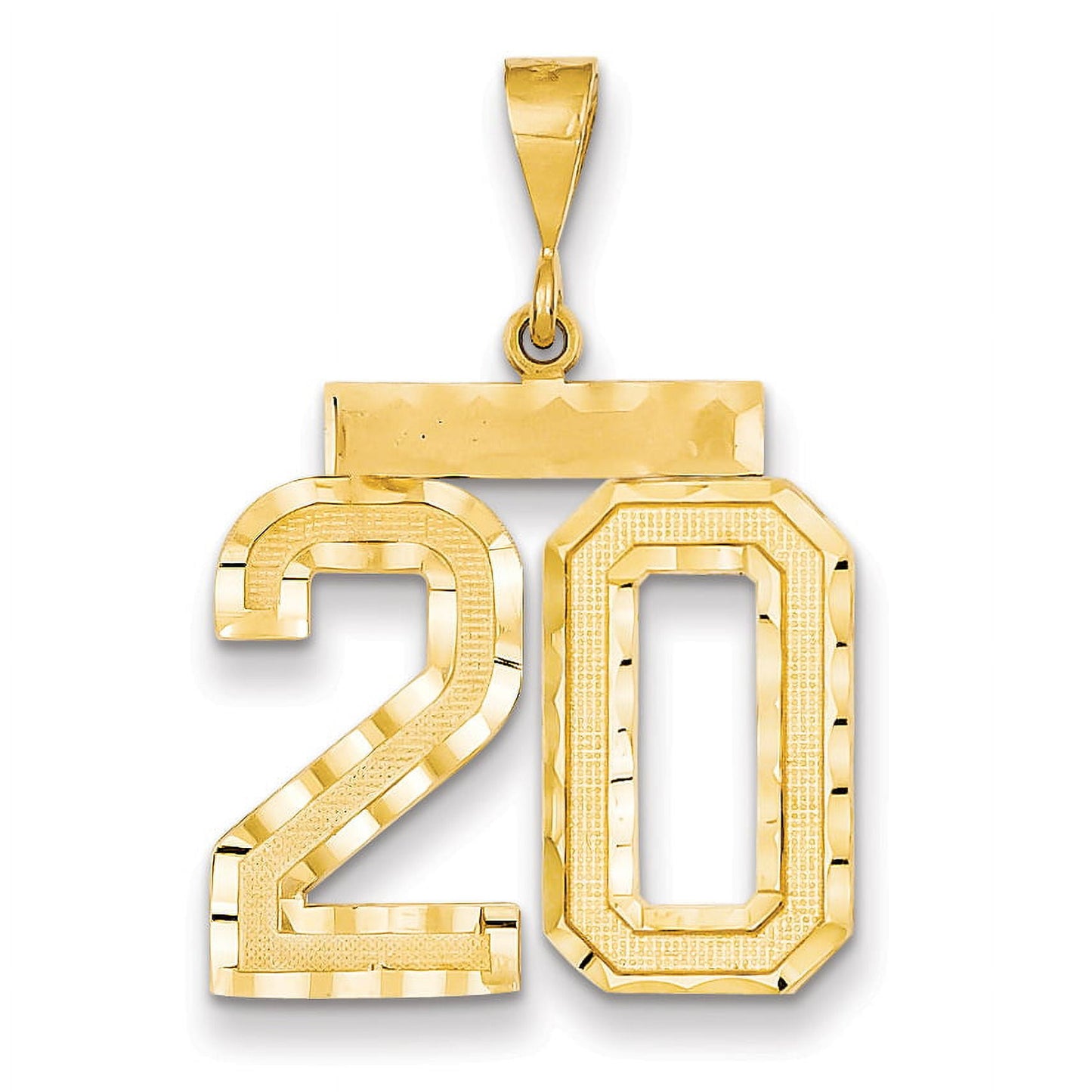 14k Large Brushed Diamond-cut Number 20 Charm