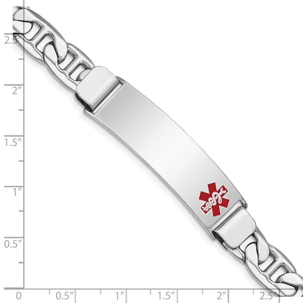 Sterling Silver Rhodium-plated Medical ID Anchor Link Bracelet 8 inches