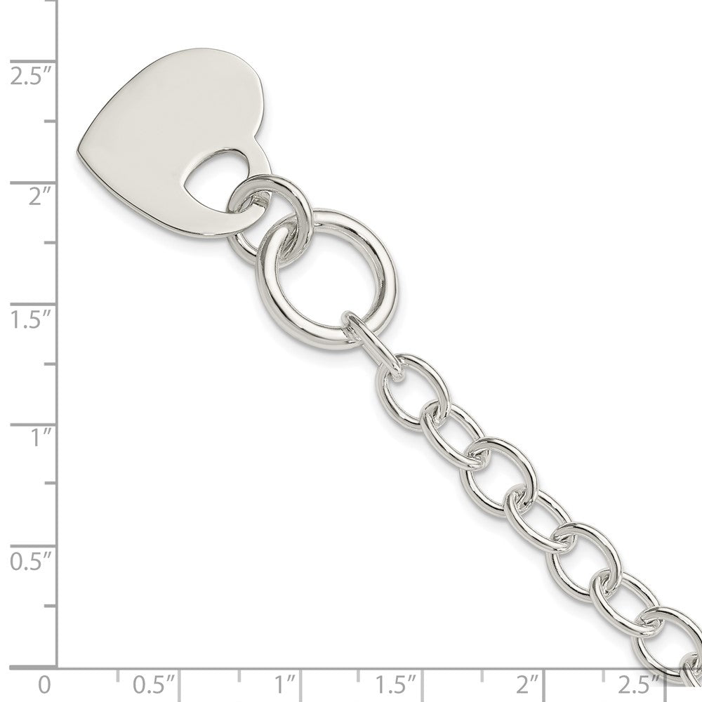 Sterling Silver Polished Engraveable Heart Bracelet 8.5 inches