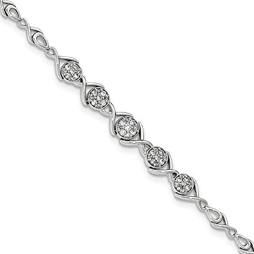 14K White Gold Polished Diamond Bracelet