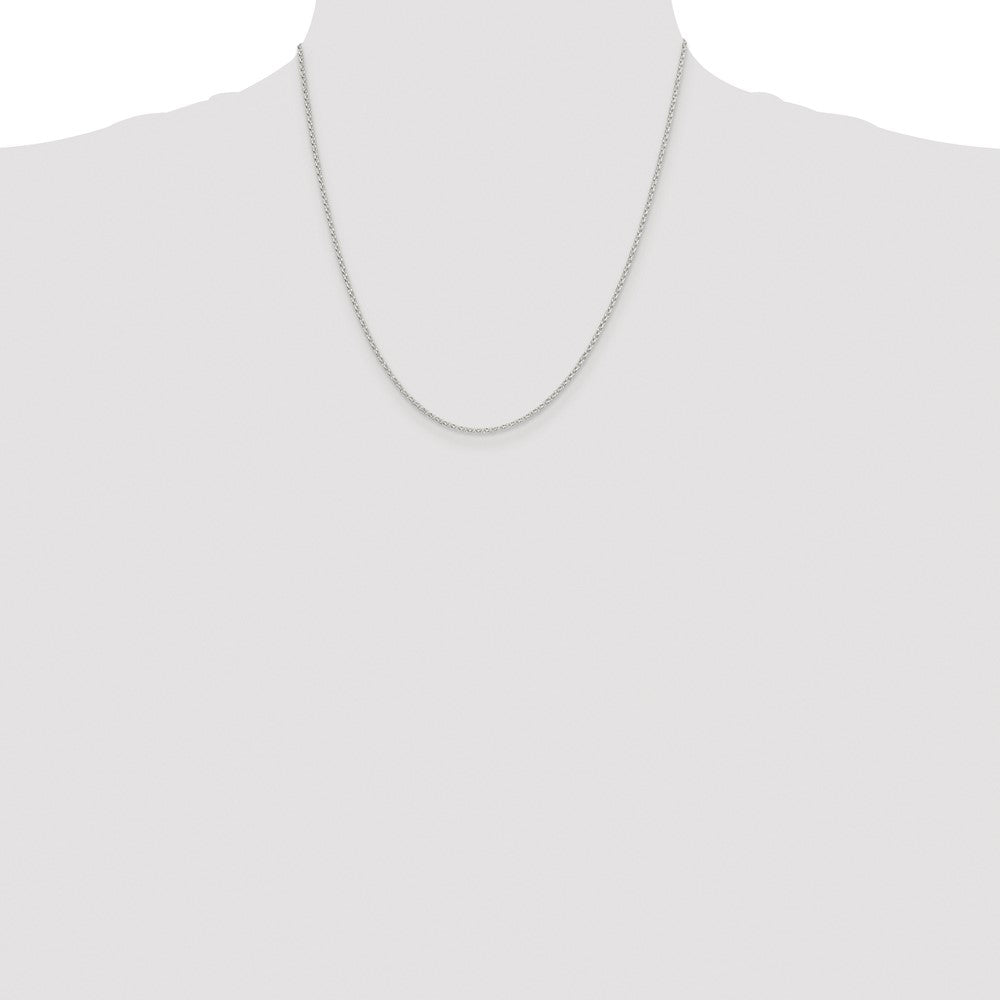 Sterling Silver Rhodium-plated 1.5mm Diamond-cut Cable Chain