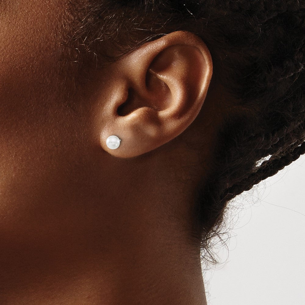 Titanium Polished 5mm Imitation Pearl Post Earrings