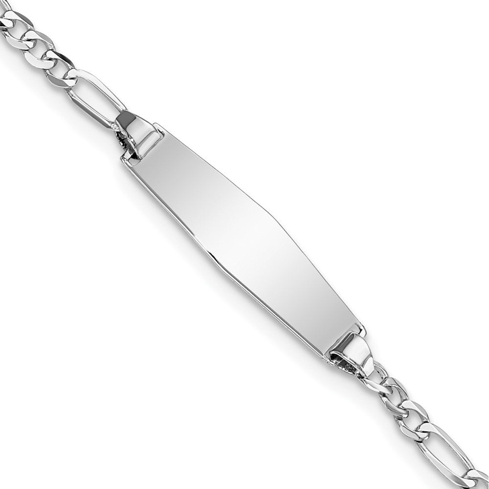14k WG Soft Diamond Shape Figaro Link ID Bracelet 7 inches