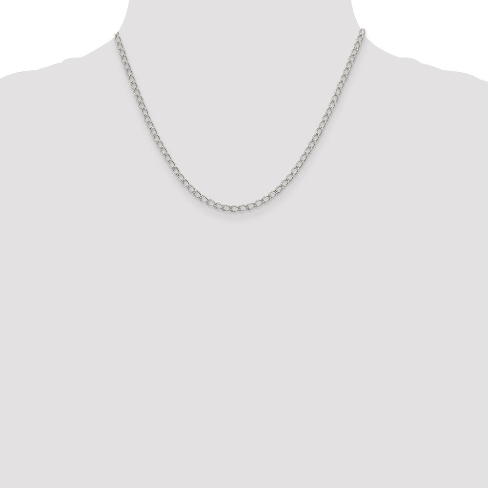 Sterling Silver 3mm Half Round Wire Open Curb Chain 18 Inches
