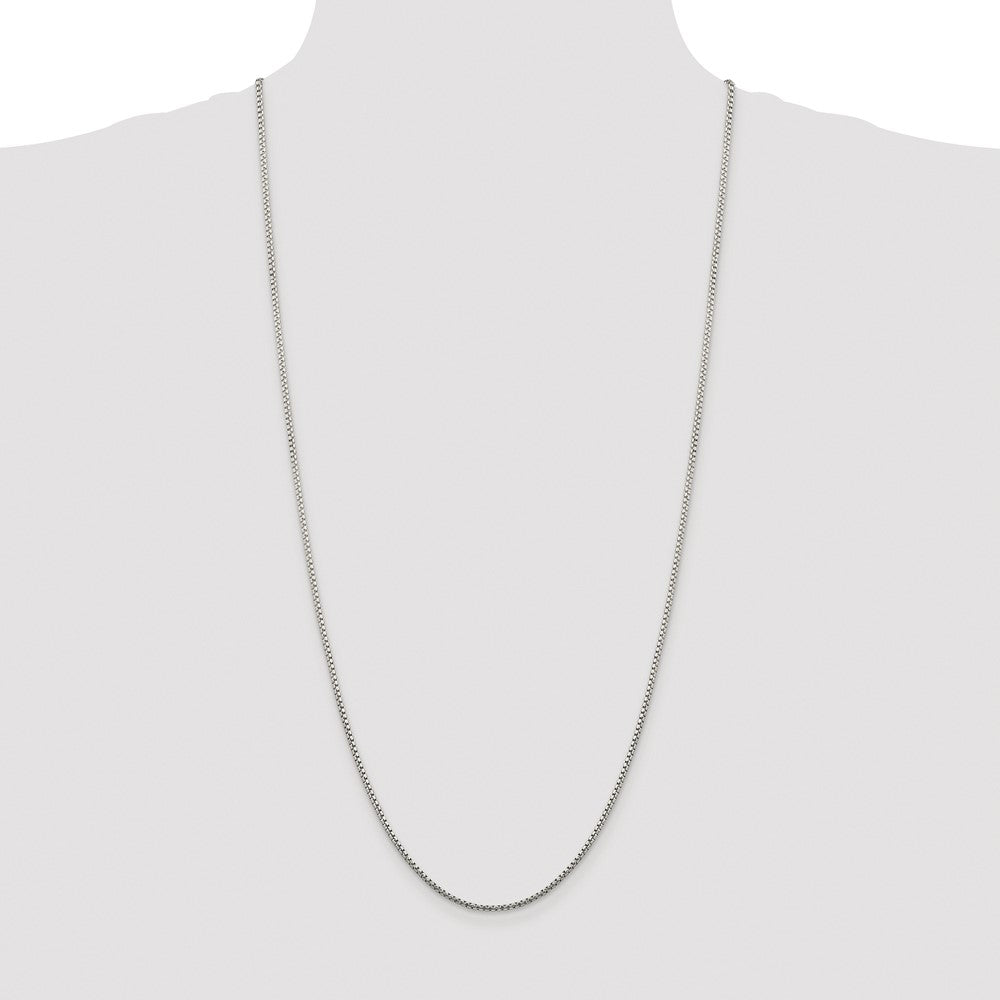 Sterling Silver Rhodium-plated 1.75mm Diamond-cut Round Box Chain