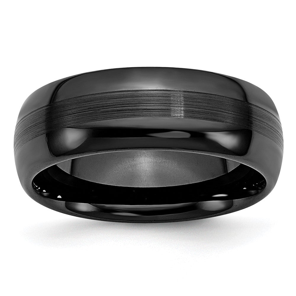 Ceramic Black 8mm Brushed and Polished Band Size - 10
