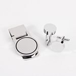 Silver Round Cufflinks and Money Clip Set