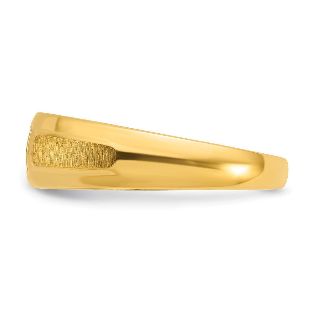 14k IBGoodman Men's Polished and Satin 1/6 carat Diamond Complete Ring