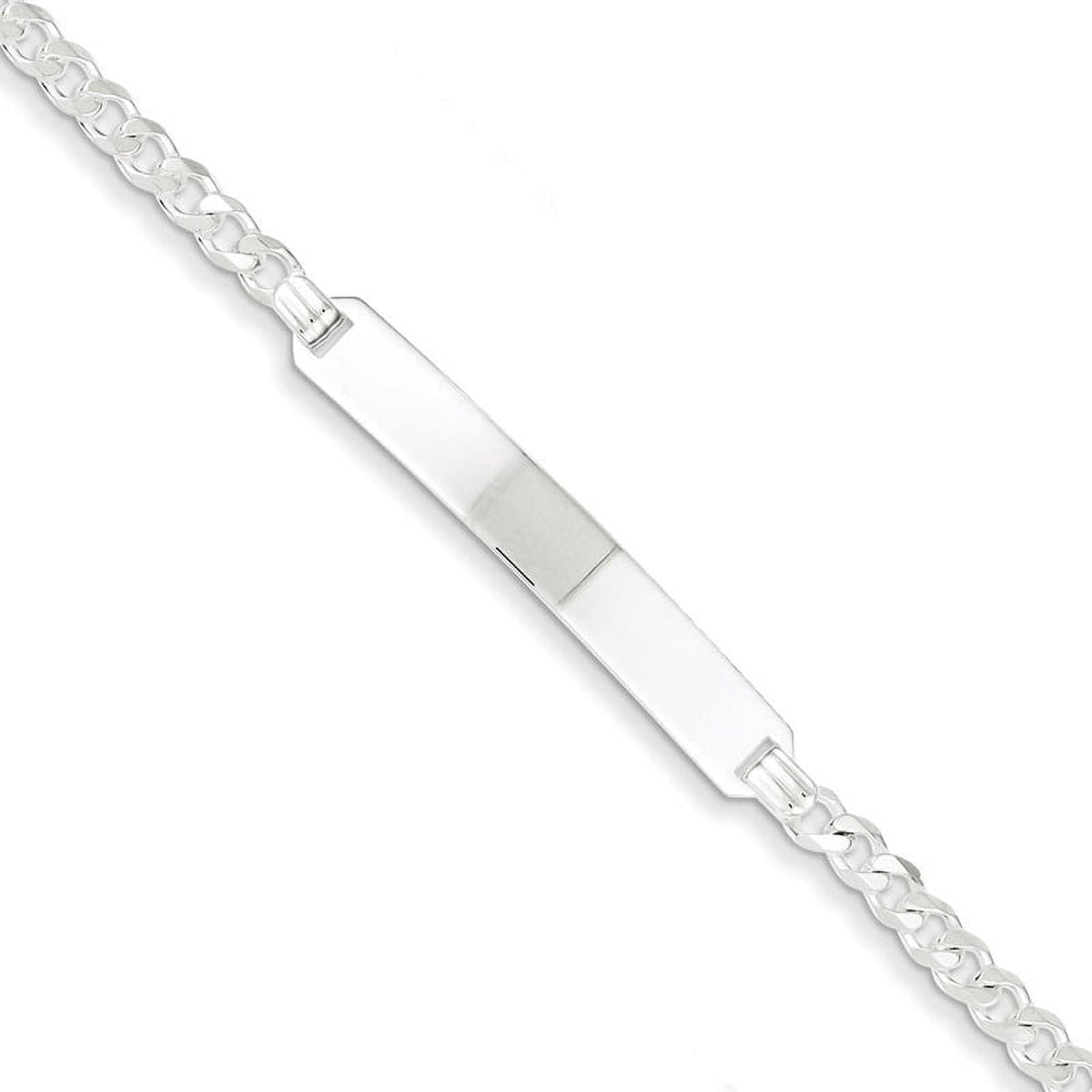 925 Sterling Silver Solid Polished Curb Link ID Bracelet 7 Inch Lobster Claw 3mm Wide Identification Bracelet for Women