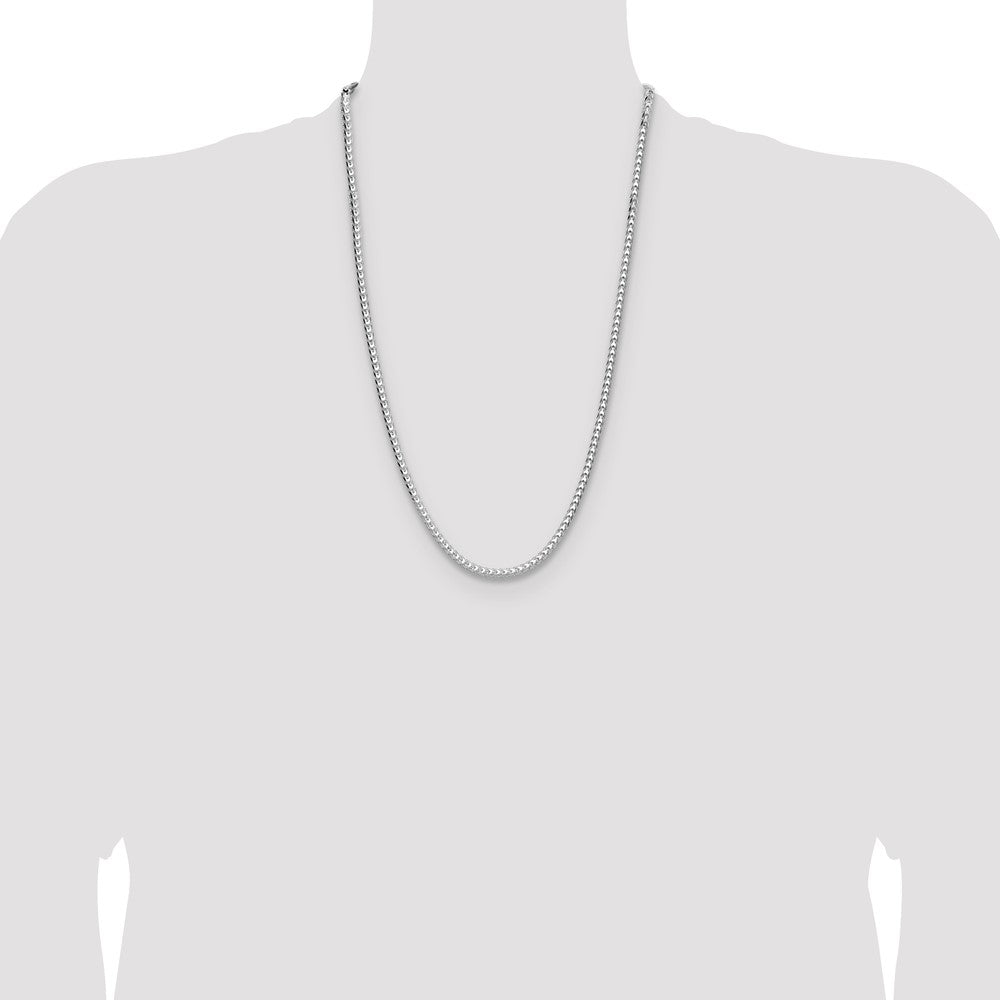 Sterling Silver Rhodium-plated 4.0mm D/C Square Franco Chain