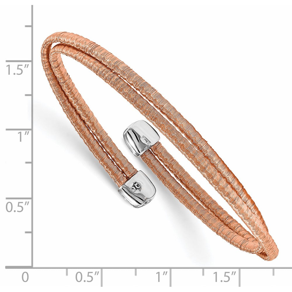 Sterling Silver Rose-tone Flexible Cuff Bangle