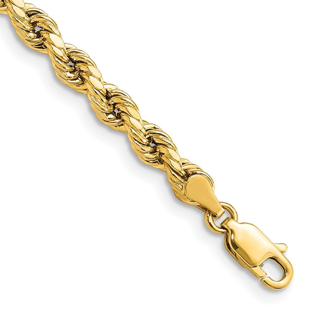14K 8 inch 4mm Semi Solid Diamond-cut Rope with Lobster Clasp Chain 8 inches