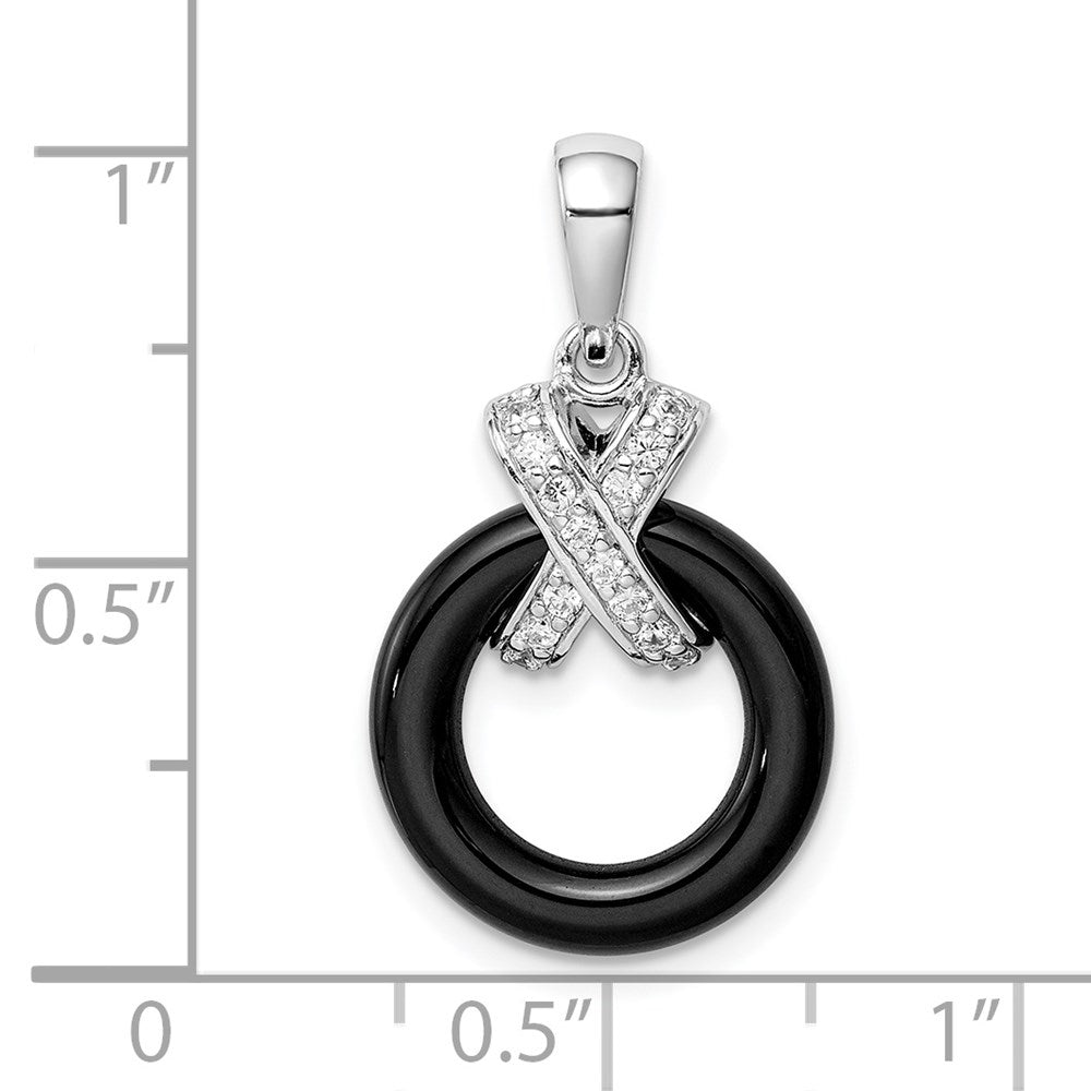 Sterling Silver Rhodium Plated CZ Pendant