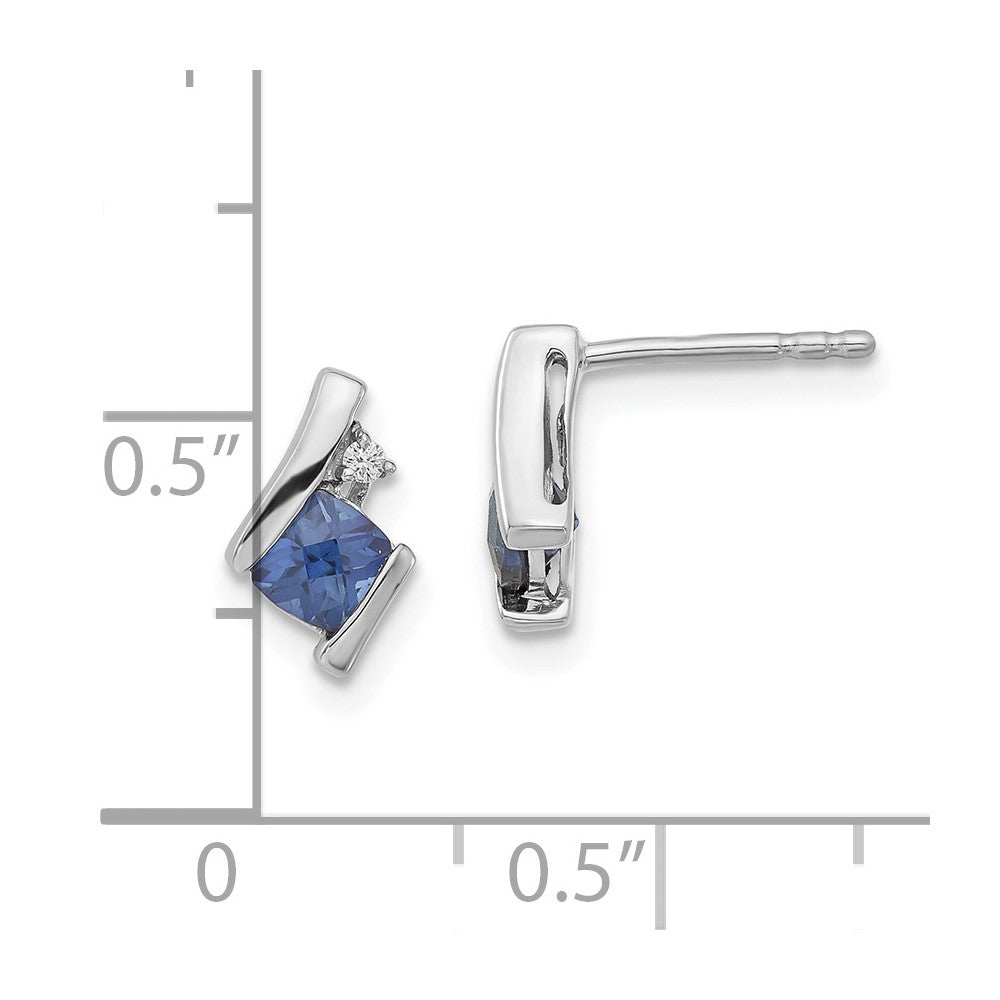 Sterling Silver Created Sapphire & Diamond Earrings