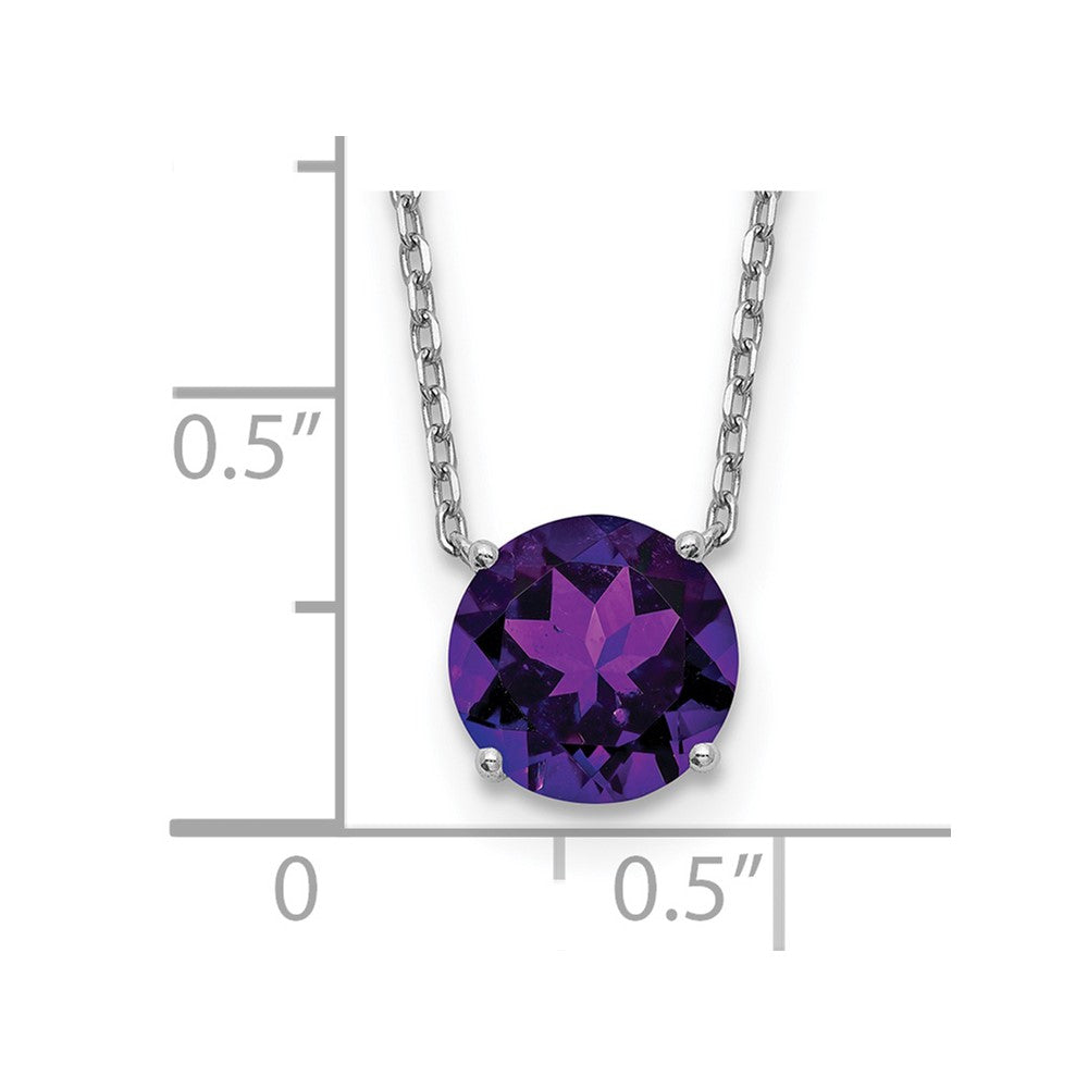 Sterling Silver Rhodium Plated Dark Purple Swarovski Crystal 16.5 inch Necklace with 2 inch extension