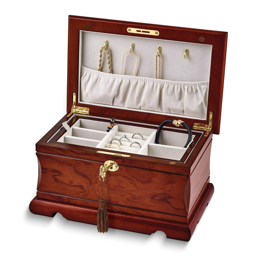Luxury Giftware Matte Bubinga Veneer and Painted Finish Velour Lining Magnetic Jewelry Box